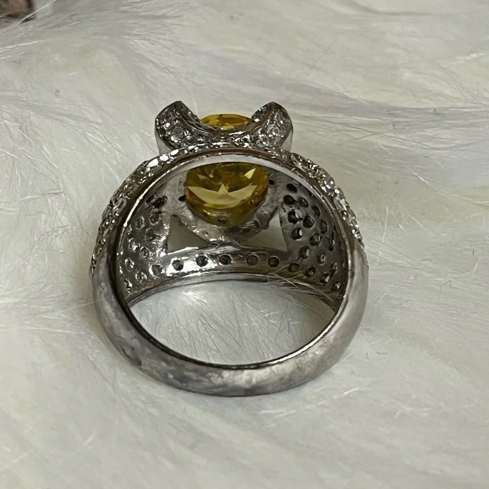 Sterling Silver Radiant Yellow CZ Sparkling Ring